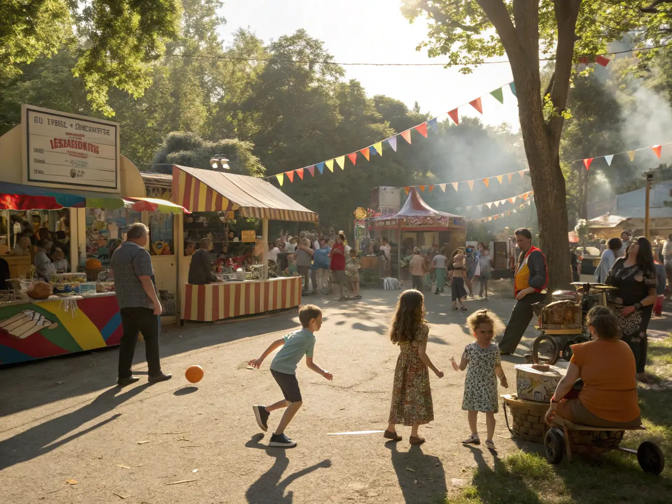 An image of a lively community festival with music, food stalls, and people enjoying the event, highlighting the educational and community events hosted by UNION-LAIQUE-MIRIBEL.